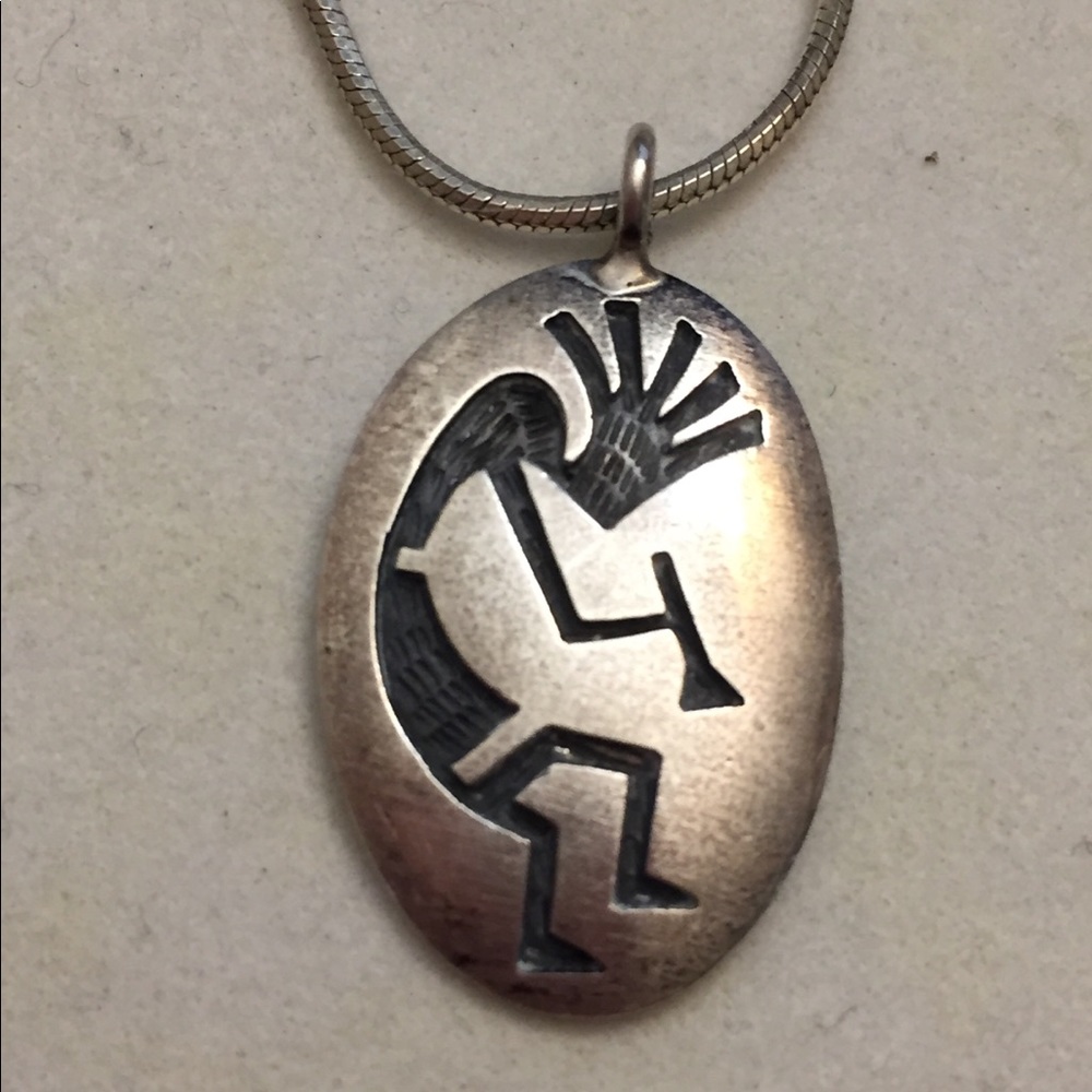 Vintage Hopi sterling Silver signed Kokopelli Pendant